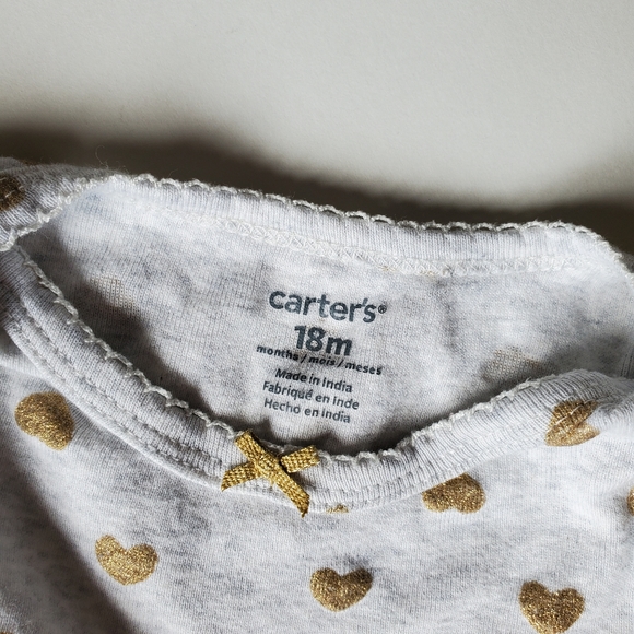 Carter's Grey Onesie with Gold Heart Print - Picture 5 of 7